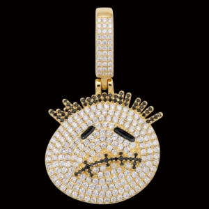 Iced Hip-Hop Face Yellow Polish Moissanite Pendant