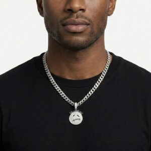 Iced Hip-Hop Face Silver Moissanite Pendant
