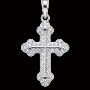 Iced Small Silver Cross Moissanite Pendant
