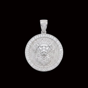 Iced Silver Lion Moissanite Pendant