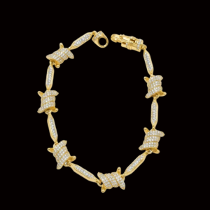 Iced Yellow Polished Barb Wire Moissanite Bracelet