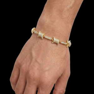Iced Yellow Polished Barb Wire Moissanite Bracelet