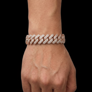 Iced Chunky Rose Polished Cuban Link Moissanite Bracelet