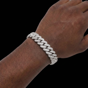 Blinged Out Silver Cuban Link Moissanite Bracelet