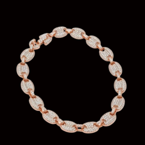 Iced Rose Polish Pig Nose Link Moissanite Bracelet