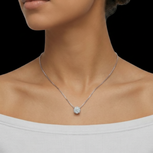 Classic Silver Round Moissanite Necklace