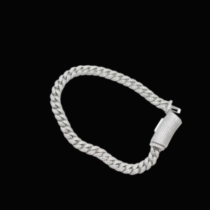 Iced Thin Silver Cuban Link Moissanite Bracelet