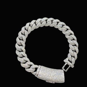Blingy Silver Cuban Link Moissanite Bracelet
