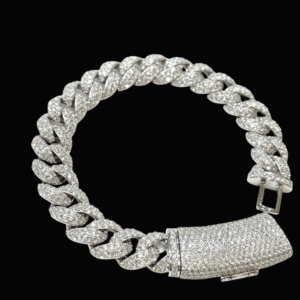 Blingy Silver Cuban Link Moissanite Bracelet