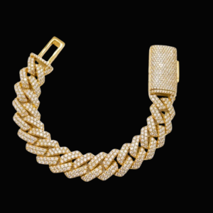 Iced Out Wide Yellow Polished Cuban Link Moissanite Bracelet