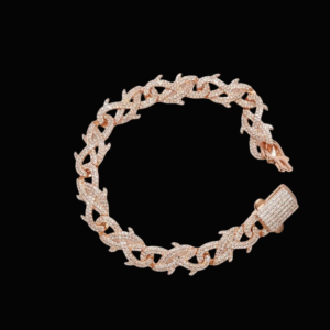 Iced Out Rose Polished Thorn Moissanite Bracelet