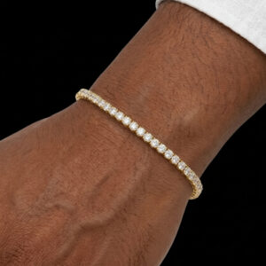 Iced Silver Yellow Polish Unisex Moissanite Tennis Bracelet - 3MM