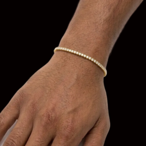Iced Silver Yellow Polished Unisex Moissanite Tennis Bracelet - 2MM