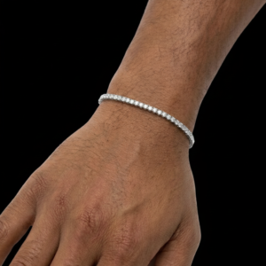 Iced Silver Unisex Moissanite Tennis Bracelet - 2MM