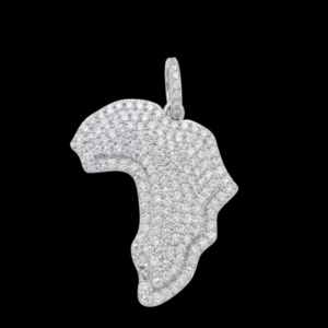Iced Map of Africa Silver Moissanite Pendant
