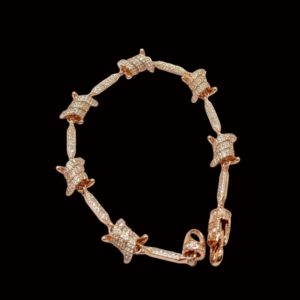 Iced Rose Polished Barb Wire Moissanite Bracelet
