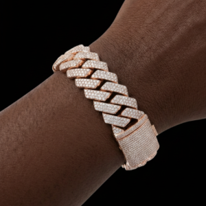 Iced Out Thic Rose Polished Cuban Link Moissanite Bracelet