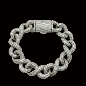Iced Out Silver Infinity Link Moissanite Bracelet