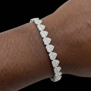 Iced Silver Heart Moissanite Bracelet