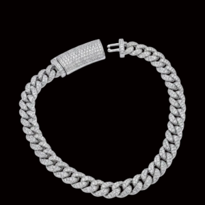 Iced & Sparkling Silver Cuban Link Moissanite Bracelet