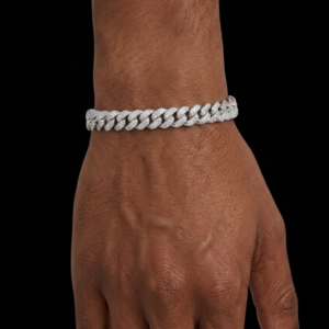 Iced & Sparkling Silver Cuban Link Moissanite Bracelet