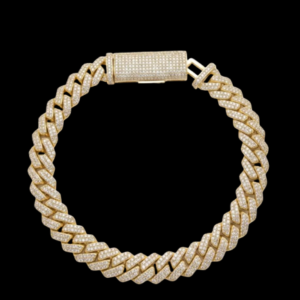 Blinged Out Yellow Polished Silver Cuban Link Moissanite Bracelet