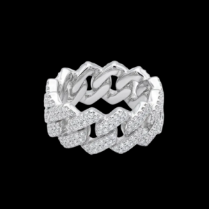 Iced Out Classic Cuban Link Unisex Silver Moissanite Band