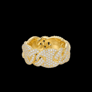 Iced Out Yellow Polished Pig Nose Link Unisex Moissanite Band