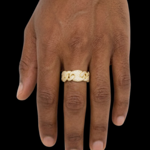 Iced Out Yellow Polished Pig Nose Link Unisex Moissanite Band