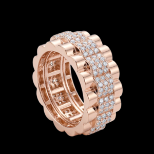 Iced Out Watch Strap Rose Gold Polish Moissanite Band