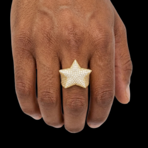Iced Out Yellow Polished Star Moissanite Ring