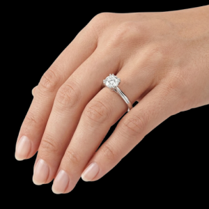 Beautiful Round Silver Moissanite Ring