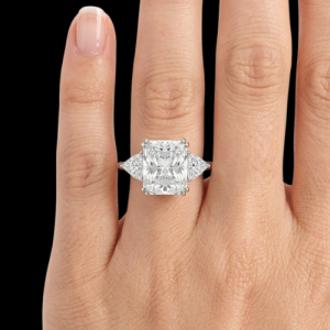 Majestic Radiant-Cut Silver Moissanite Ring