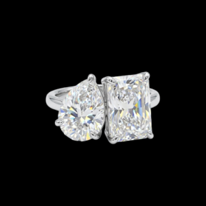 Classy 'Toi et Moi' Silver Moissanite Ring