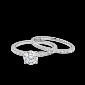 Elegant Ring-Band Set Silver Moissanite Ring