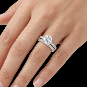 Elegant Ring-Band Set Silver Moissanite Ring