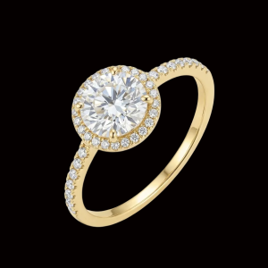 Beautiful Round Yellow Polished Silver Moissanite Ring