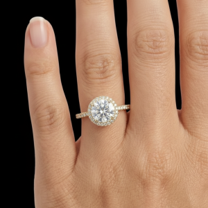 Beautiful Round Yellow Polished Silver Moissanite Ring