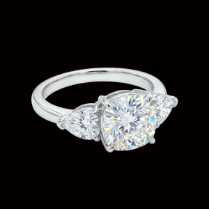 Unique Cushion-cut Silver Moissanite Ring