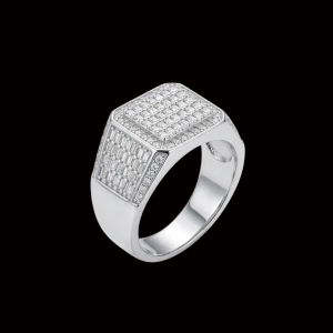 Iced Out Classy Silver Squared Moissanite Ring