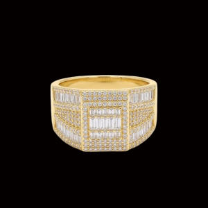 Iced Out Boxy Yellow Polished Moissanite Ring