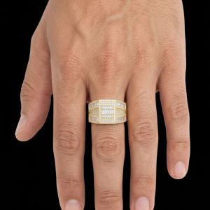 Iced Out Boxy Yellow Polished Moissanite Ring