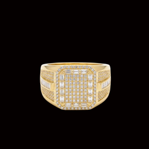 Iced Out Classy Yellow Polished Squared Moissanite Ring