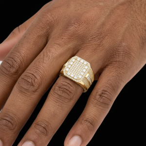 Iced Out Classy Yellow Polished Squared Moissanite Ring