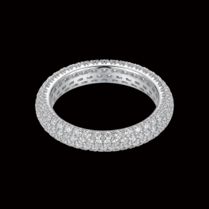 Blinged Out Rounded Silver Moissanite Band