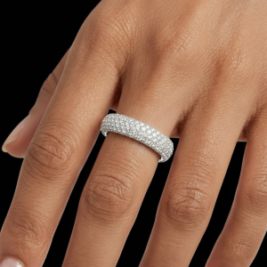 Blinged Out Rounded Silver Moissanite Band