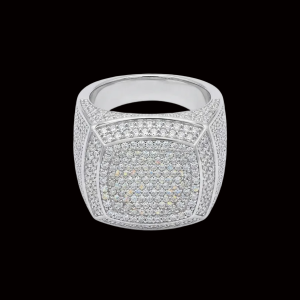 Iced Out Iconic Silver Moissanite Ring
