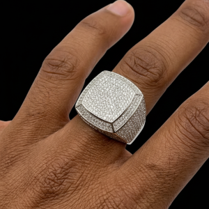 Iced Out Iconic Silver Moissanite Ring