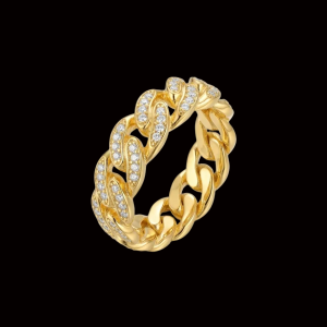 Iced Out Yellow Polished Classic Cuban Link Moissanite Band