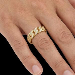 Iced Out Yellow Polished Classic Cuban Link Moissanite Band